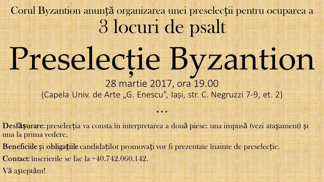 preselectie byzantion